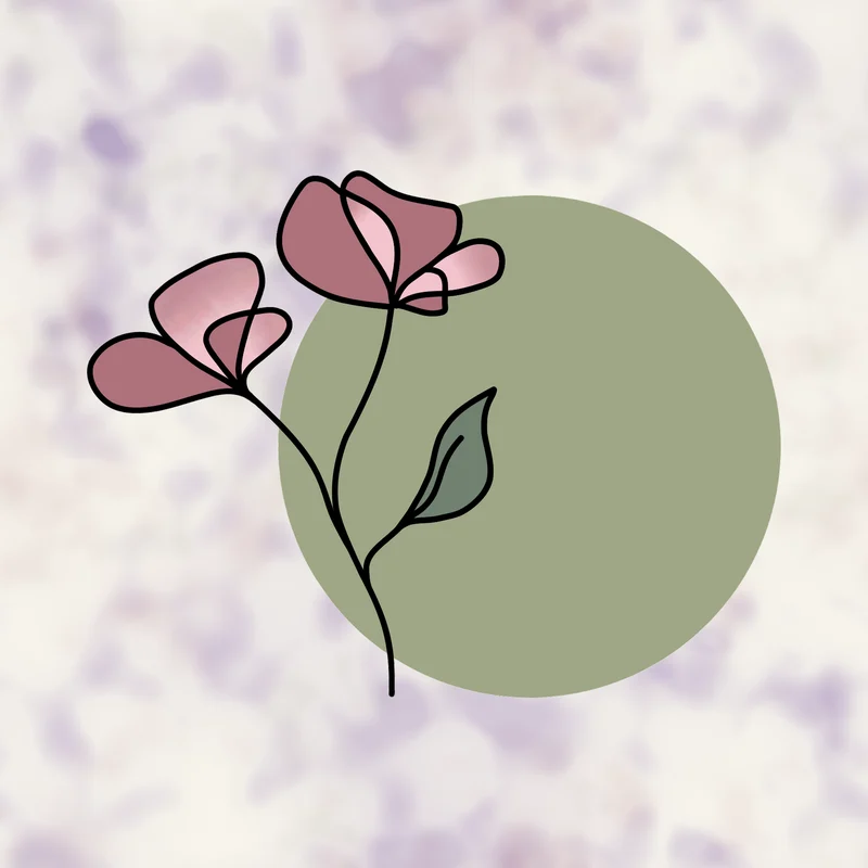 Logo de Flore Fleurie : deux fleurs dessinées au trait sur un disque vert