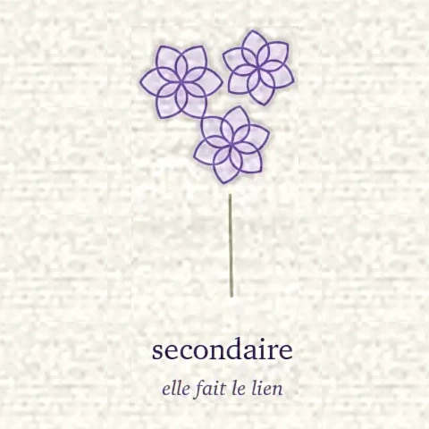 Dessin de trois fleurs secondaires groupées sur une tige