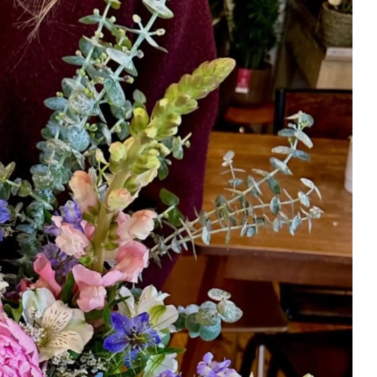 Fleurs de muflier saumon largement ouvertes le long de la hampe, montrant la corolle en gueule fermée