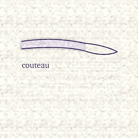 Dessin d’un couteau de fleuriste à lame courbe et manche court