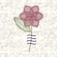 Petit dessin d’une boutonnière : une fleur sur une tige guipée de fil