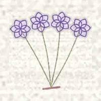 Petit dessin d’une gerbe : fleurs alignées sur des tiges couchées dans le même sens