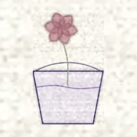 Petit dessin d’un seau d’eau où trempe une fleur