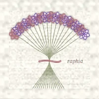 Petit dessin d’un bouquet lié de raphia en un point